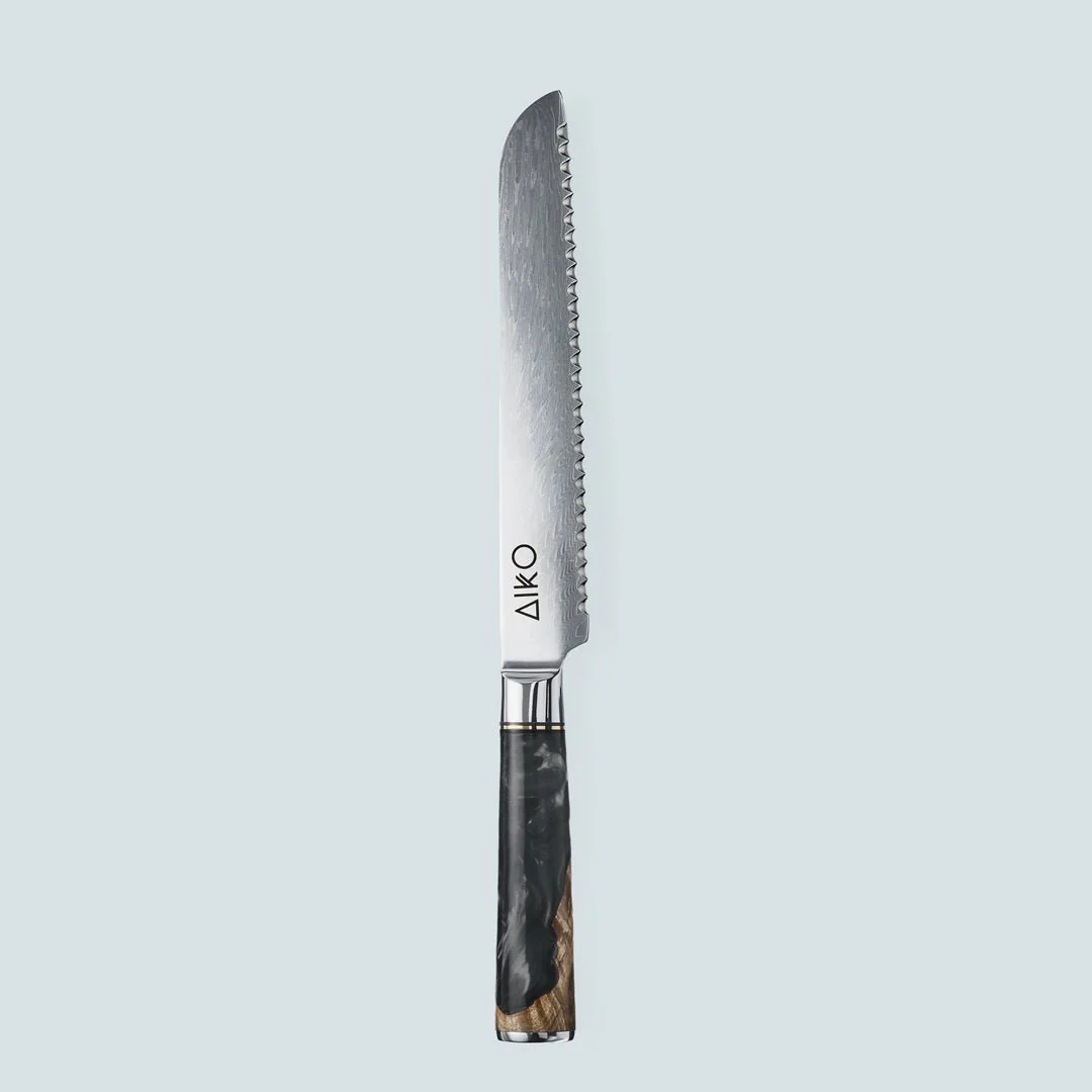 Aiko Black Damascus Steel Knife with Coloured Black Resin Handle - Image 11