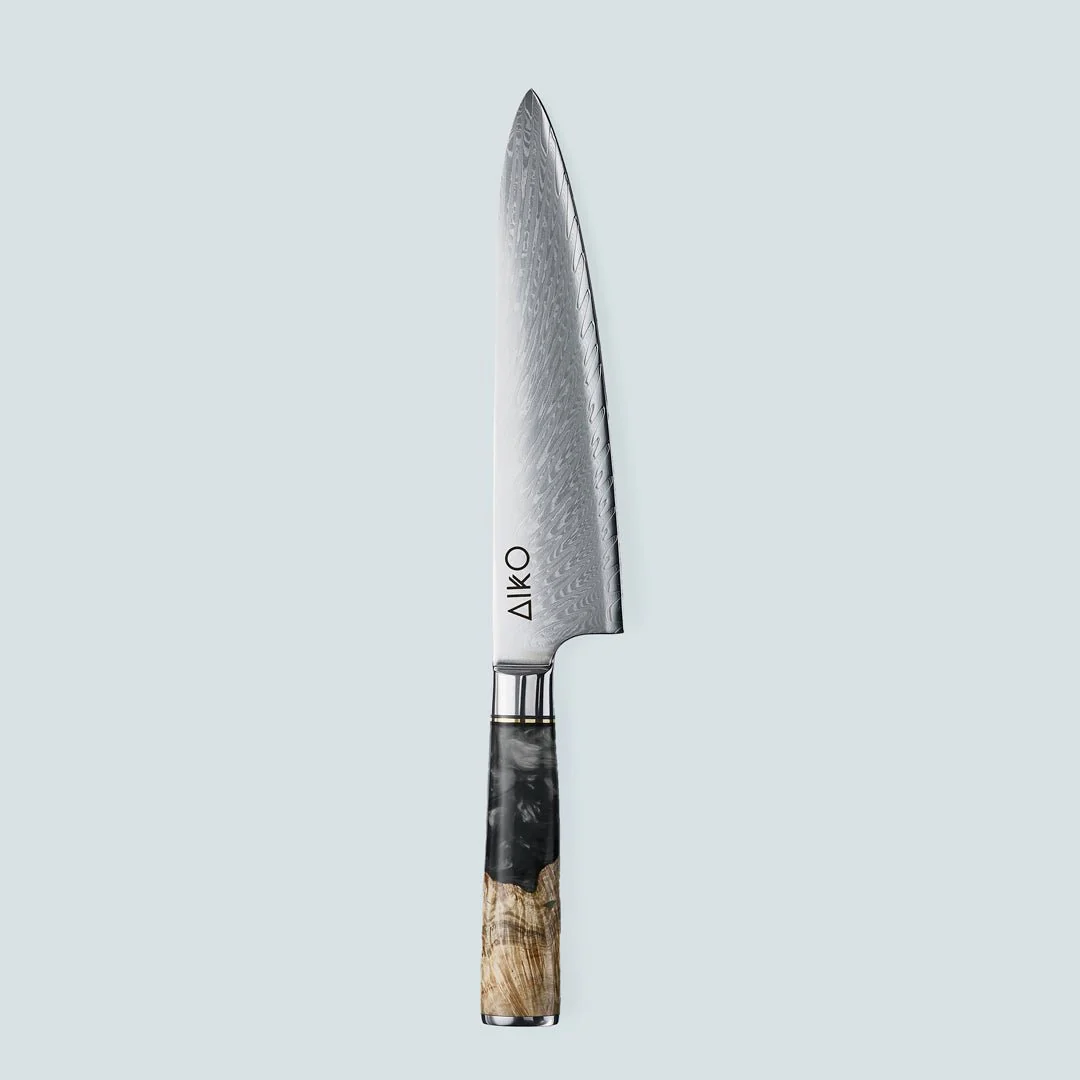 Aiko Black Damascus Steel Knife with Coloured Black Resin Handle - Image 15