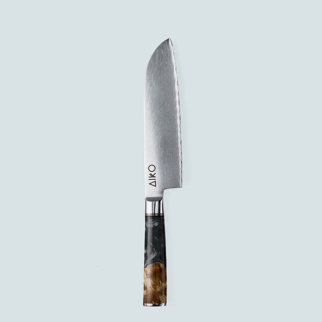 Aiko Black Damascus Steel Knife with Coloured Black Resin Handle - Image 16
