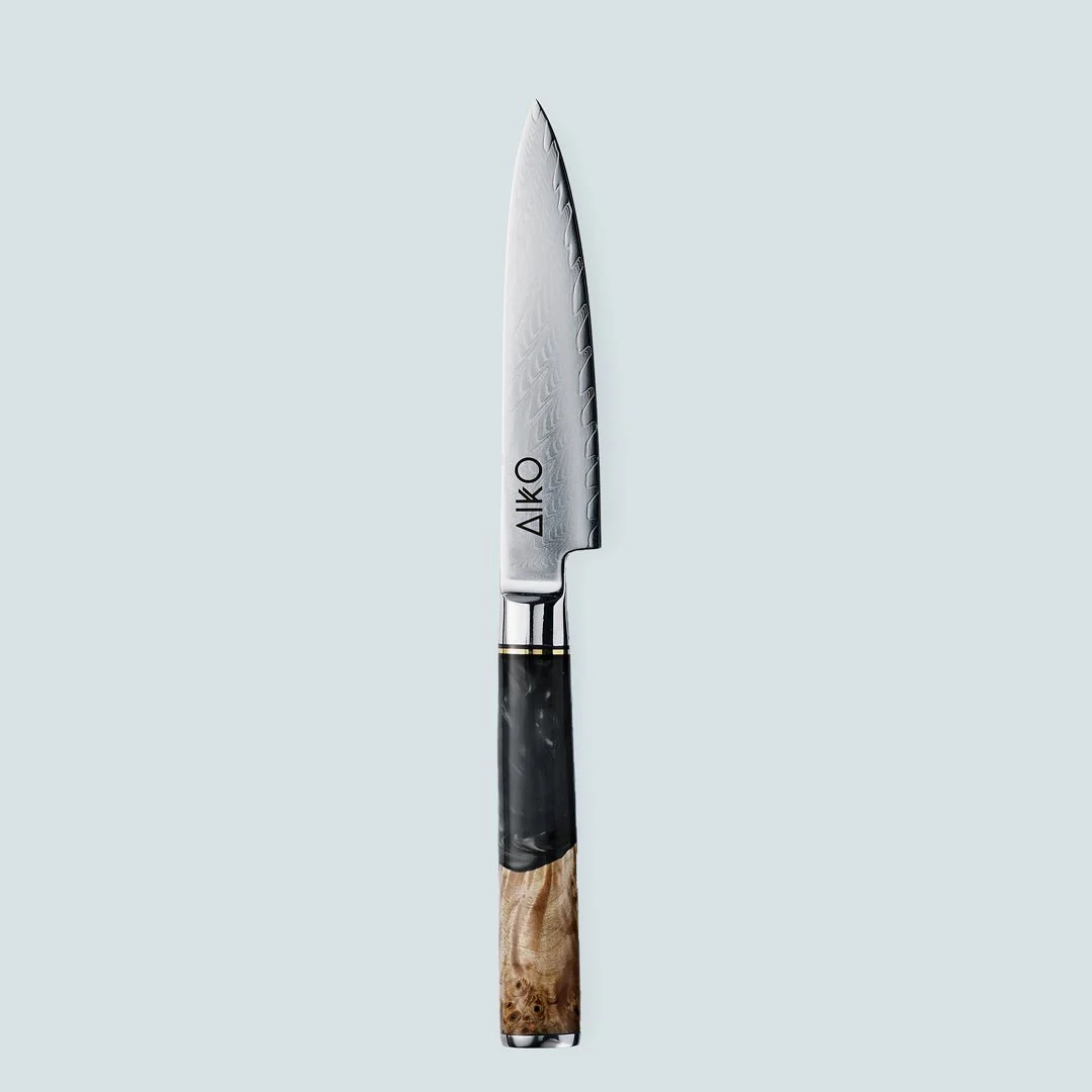 Aiko Black Damascus Steel Knife with Coloured Black Resin Handle - Image 17