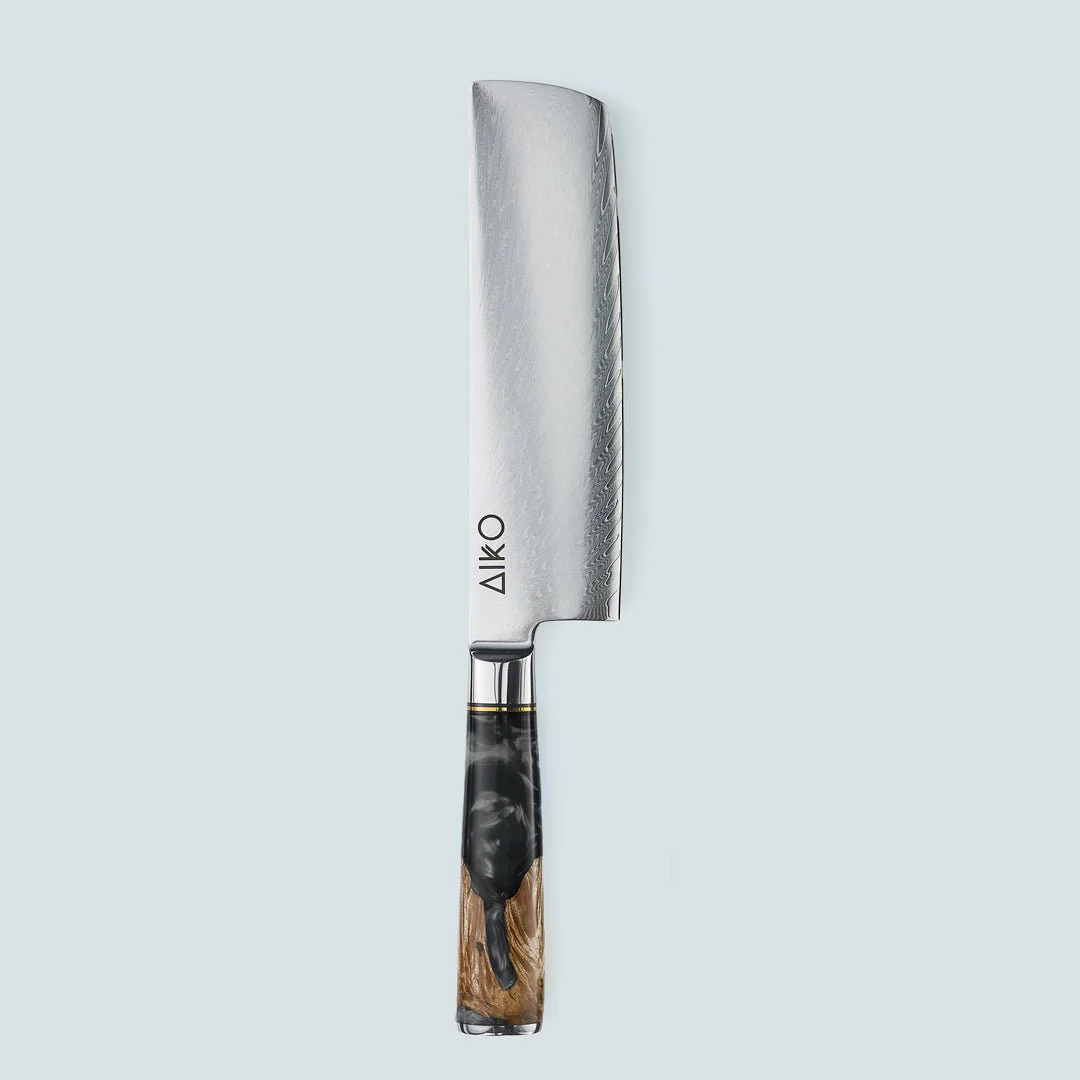 Aiko Black Damascus Steel Knife with Coloured Black Resin Handle - Image 20