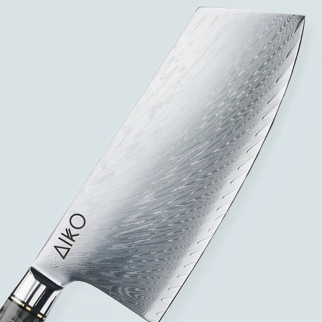 Aiko Black Damascus Steel Knife with Coloured Black Resin Handle - Image 4