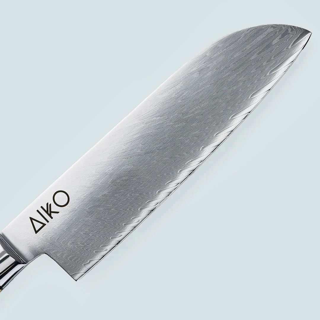 Aiko Black Damascus Steel Knife with Coloured Black Resin Handle - Image 5