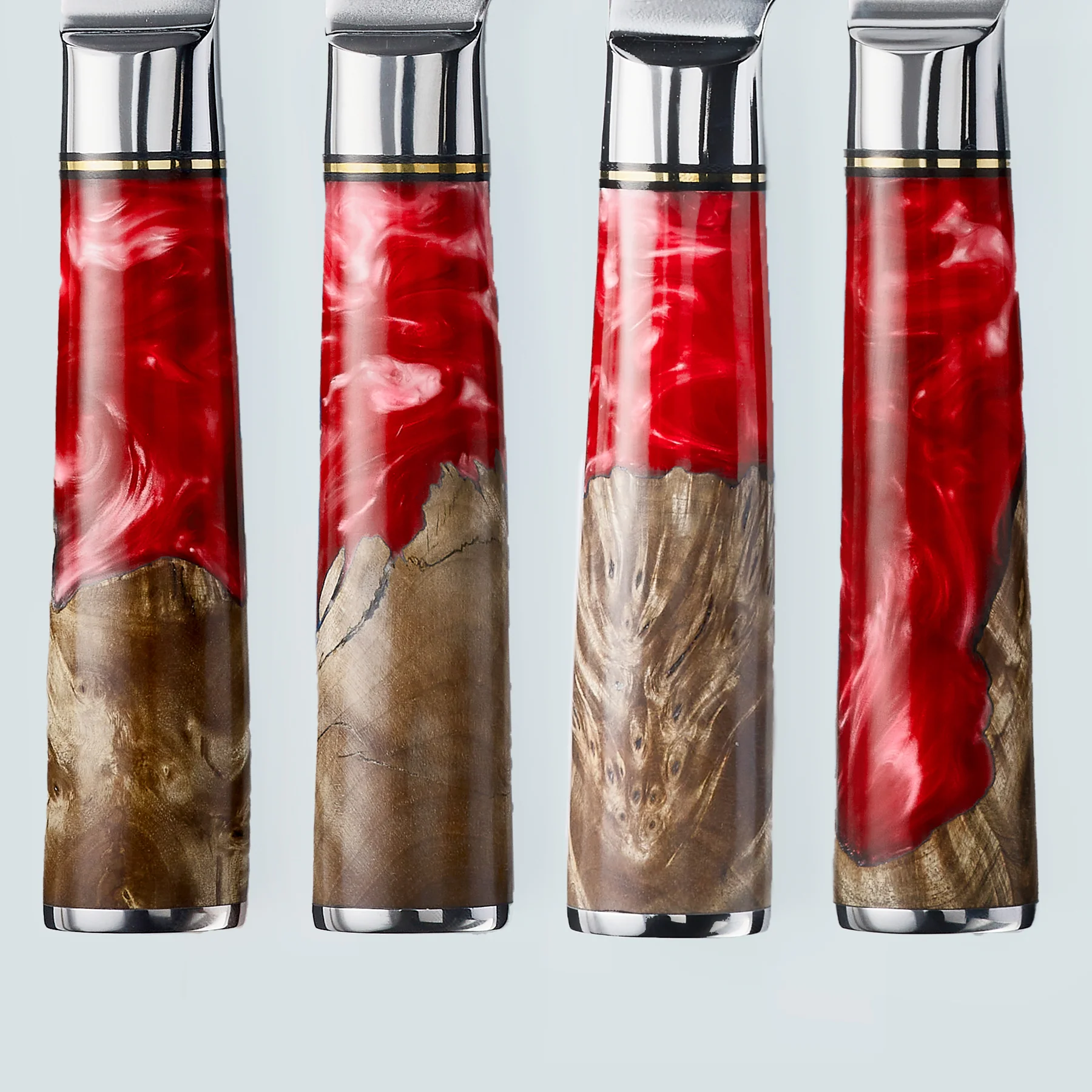 Aiko Red Damascus Steel Knife with Coloured Red Resin Handle - Image 4