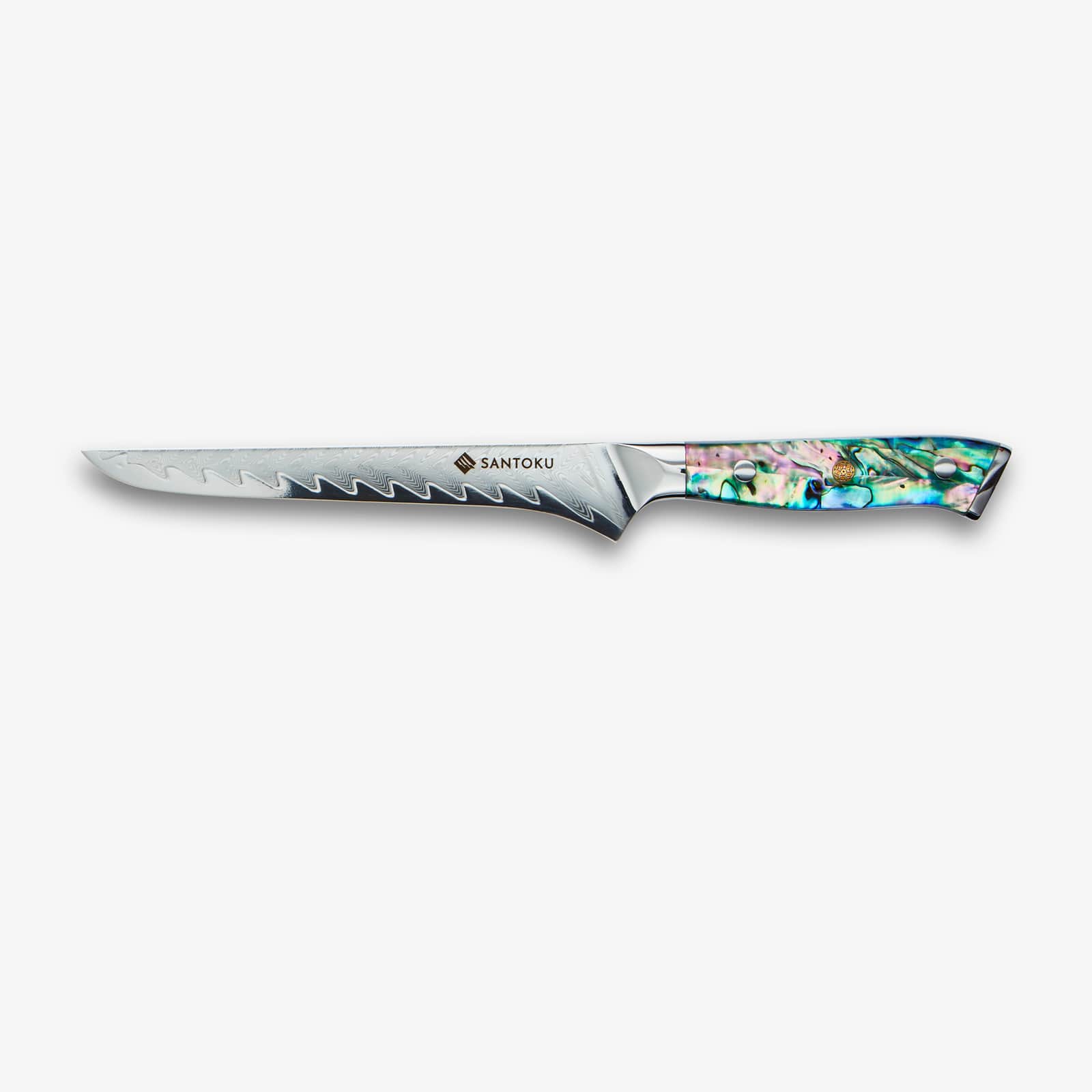 Chikashi Damascus Steel Knife Set With Abalone Handle - Image 6