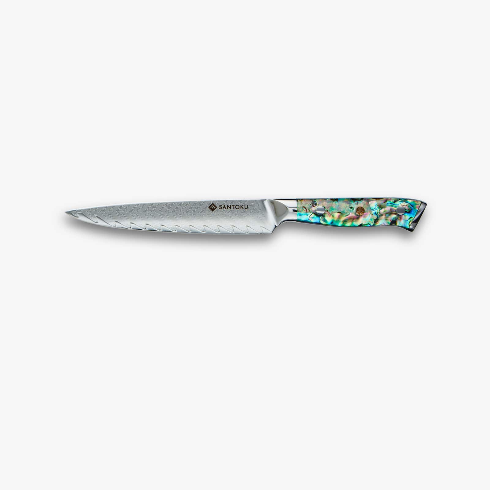 Chikashi Damascus Steel Knife Set With Abalone Handle - Image 7