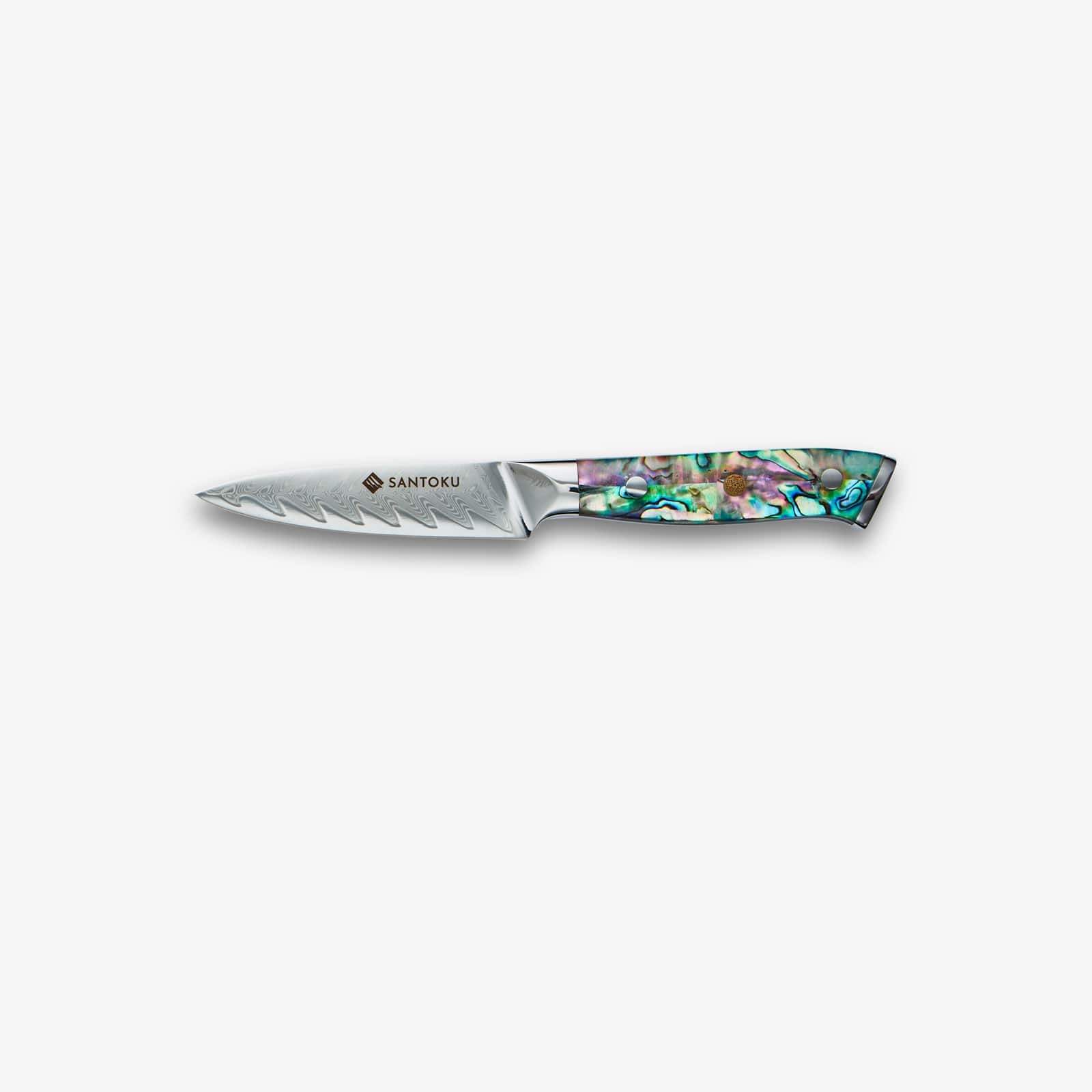 Chikashi Damascus Steel Knife Set With Abalone Handle - Image 8