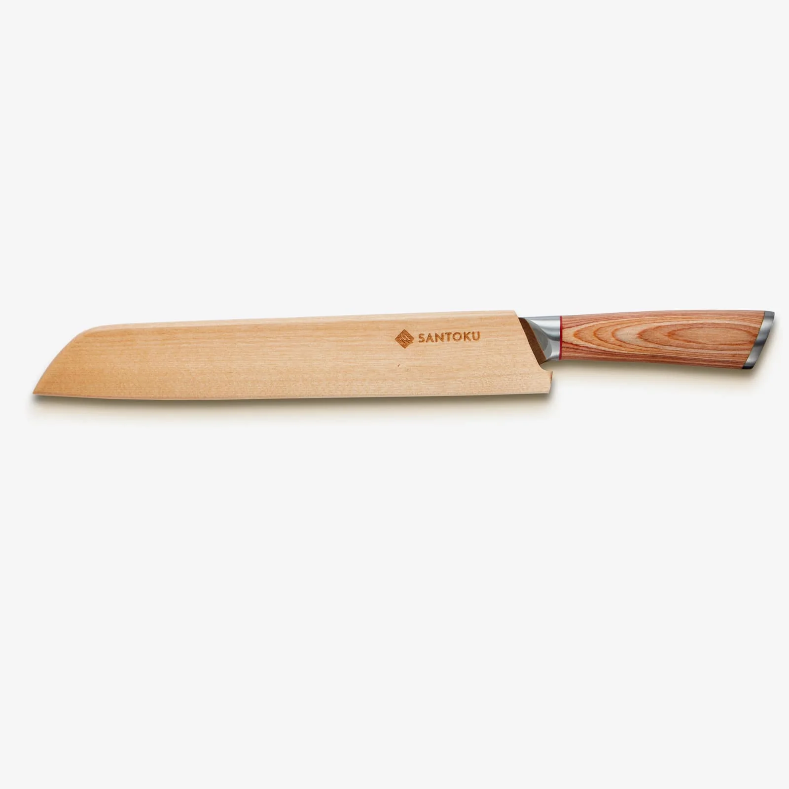 Haruta 10 Inch VG10 Japanese Damascus Steel Bread Knife with Wooden Handle & Scabbard - Image 4