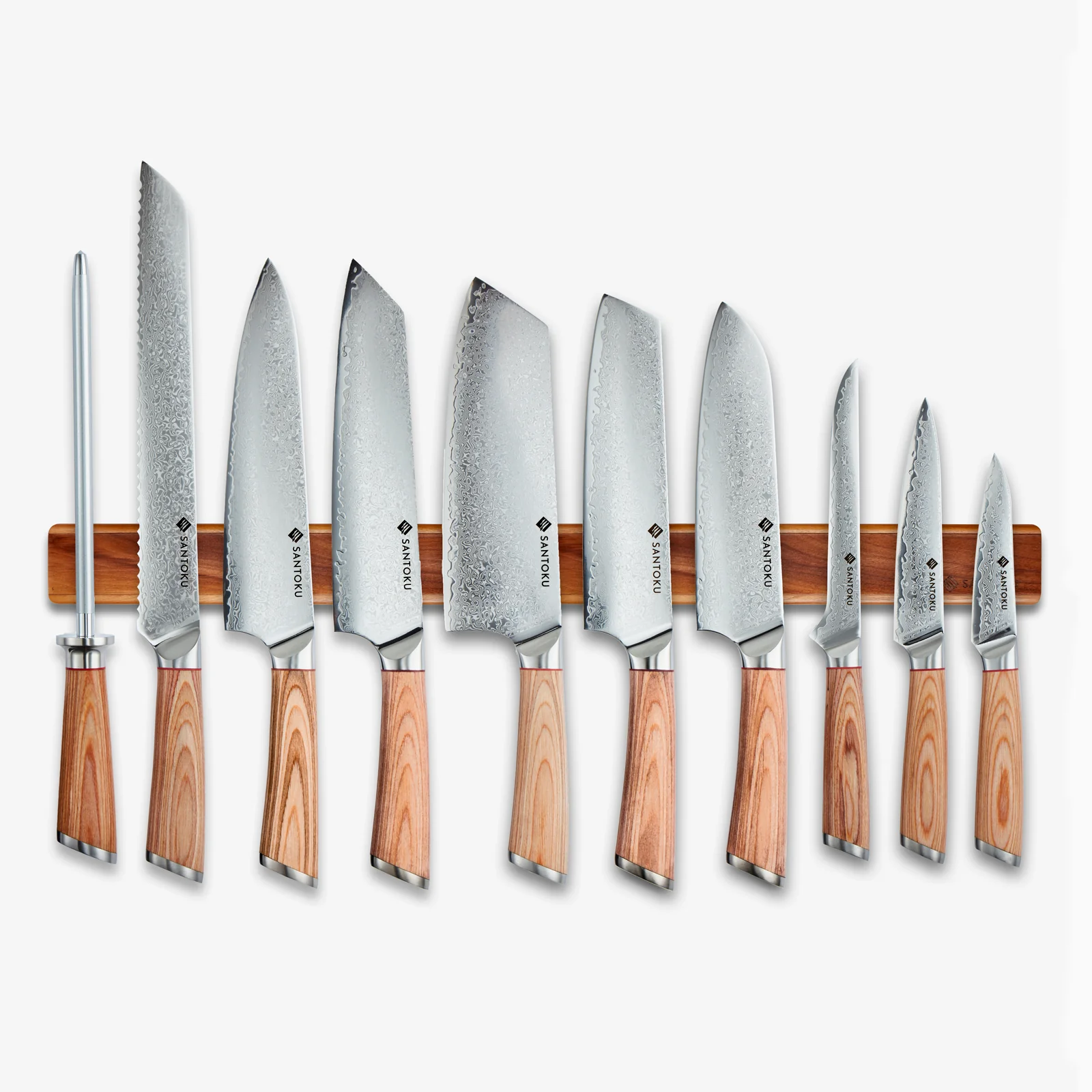 Haruta 10-Piece VG10 Japanese Damascus Steel Kitchen Knife Set with Wooden Handles & Scabbards - Image 13
