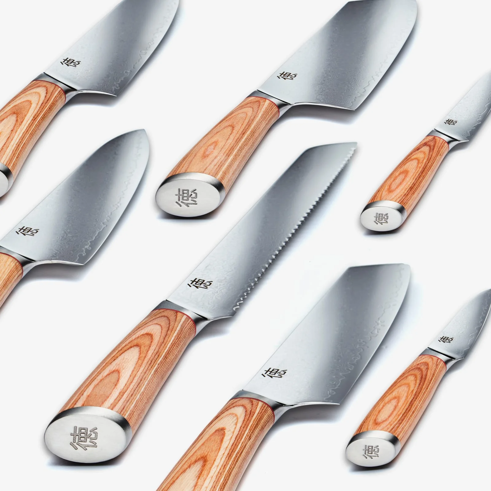 Haruta 10-Piece VG10 Japanese Damascus Steel Kitchen Knife Set with Wooden Handles & Scabbards - Image 3