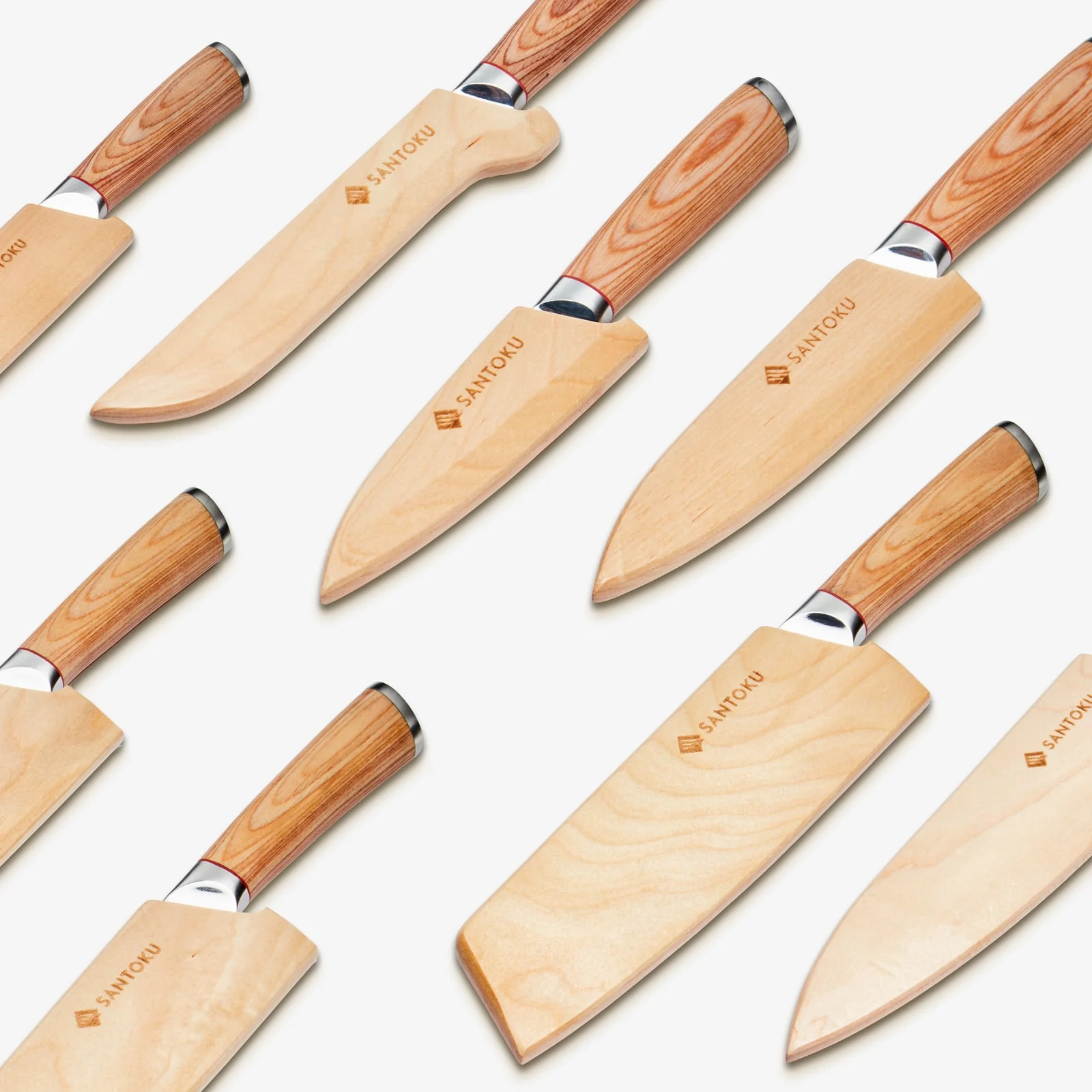 Haruta 10-Piece VG10 Japanese Damascus Steel Kitchen Knife Set with Wooden Handles & Scabbards - Image 4