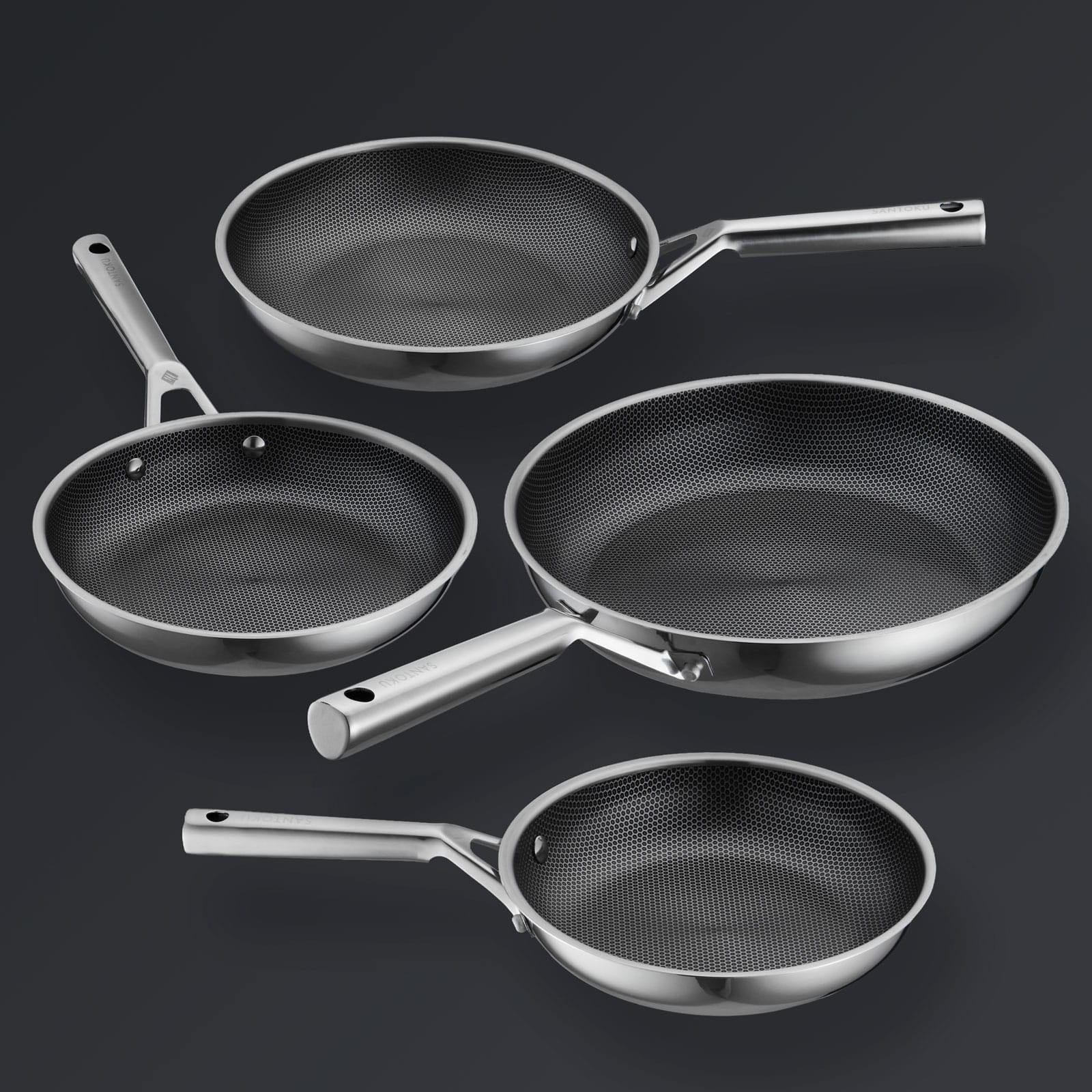 Hive Hybrid™ 8-Piece Pan & Lid Set (4 Frying Pans + 4 Matching Lids) - Image 5
