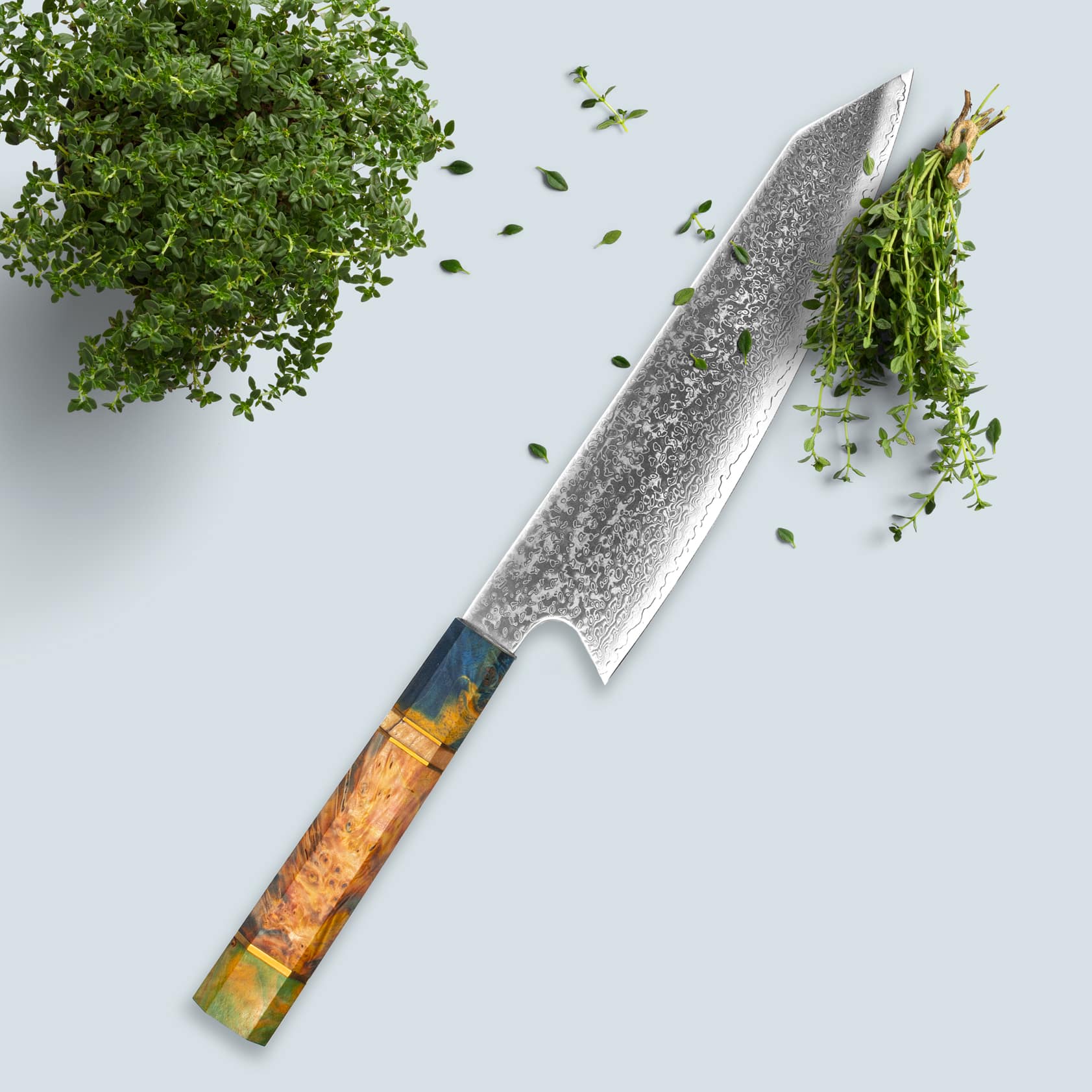 Ichika Damascus Steel Knife with coloured Octagonal Handle - Image 10