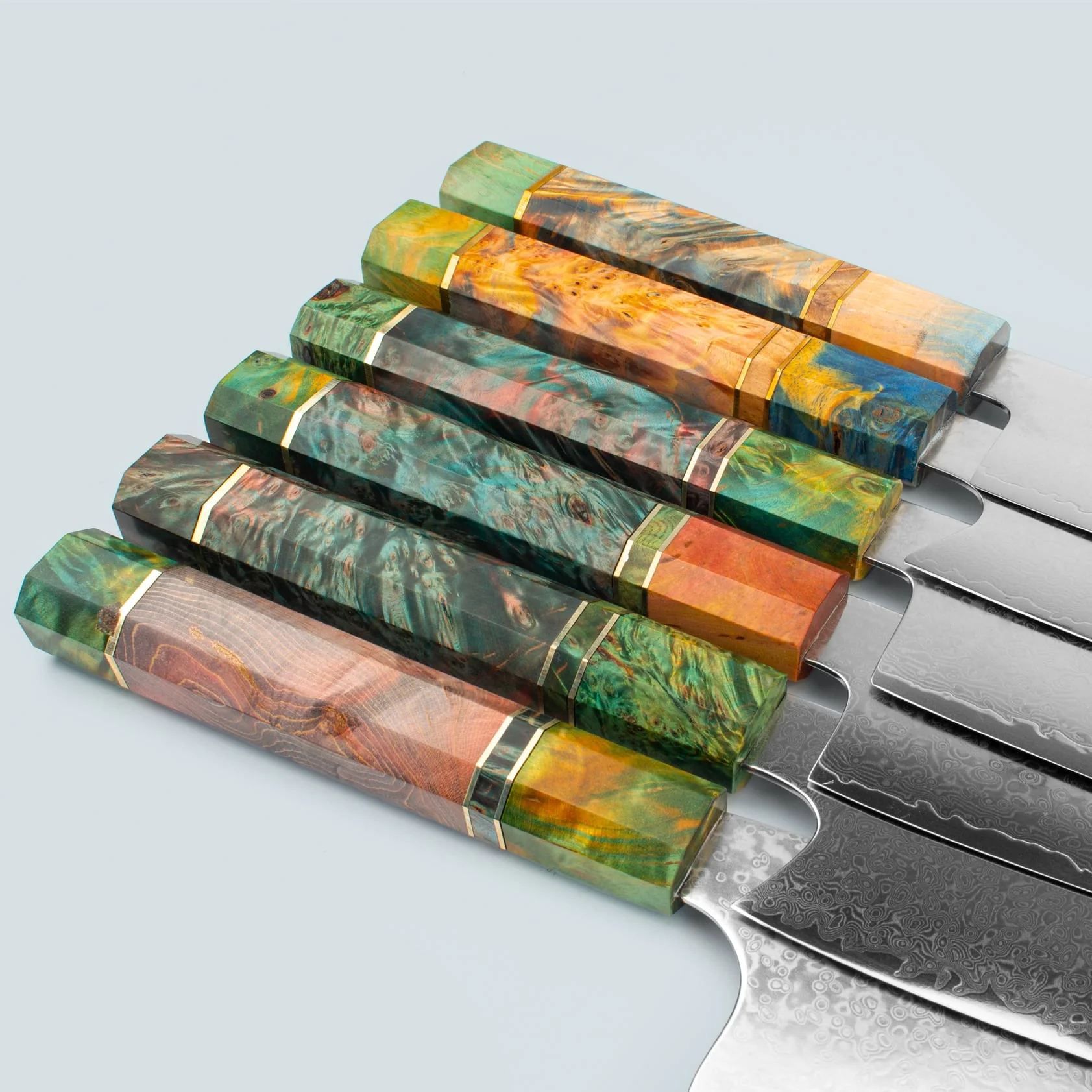 Ichika Damascus Steel Knife with coloured Octagonal Handle - Image 3